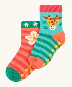 Frugi Grippy Socks 2 Pack - Giraffe