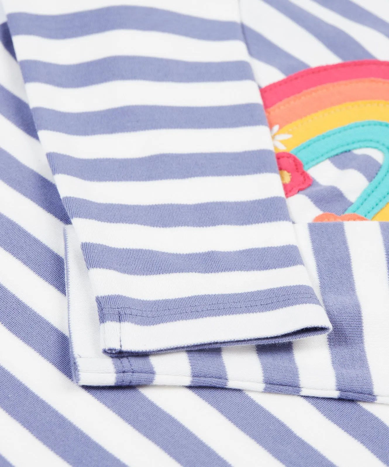 Frugi Louise Applique Top - Grape Stripe/Rainbow