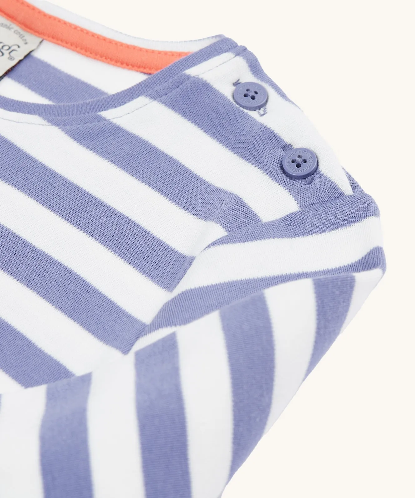 Frugi Louise Applique Top - Grape Stripe/Rainbow