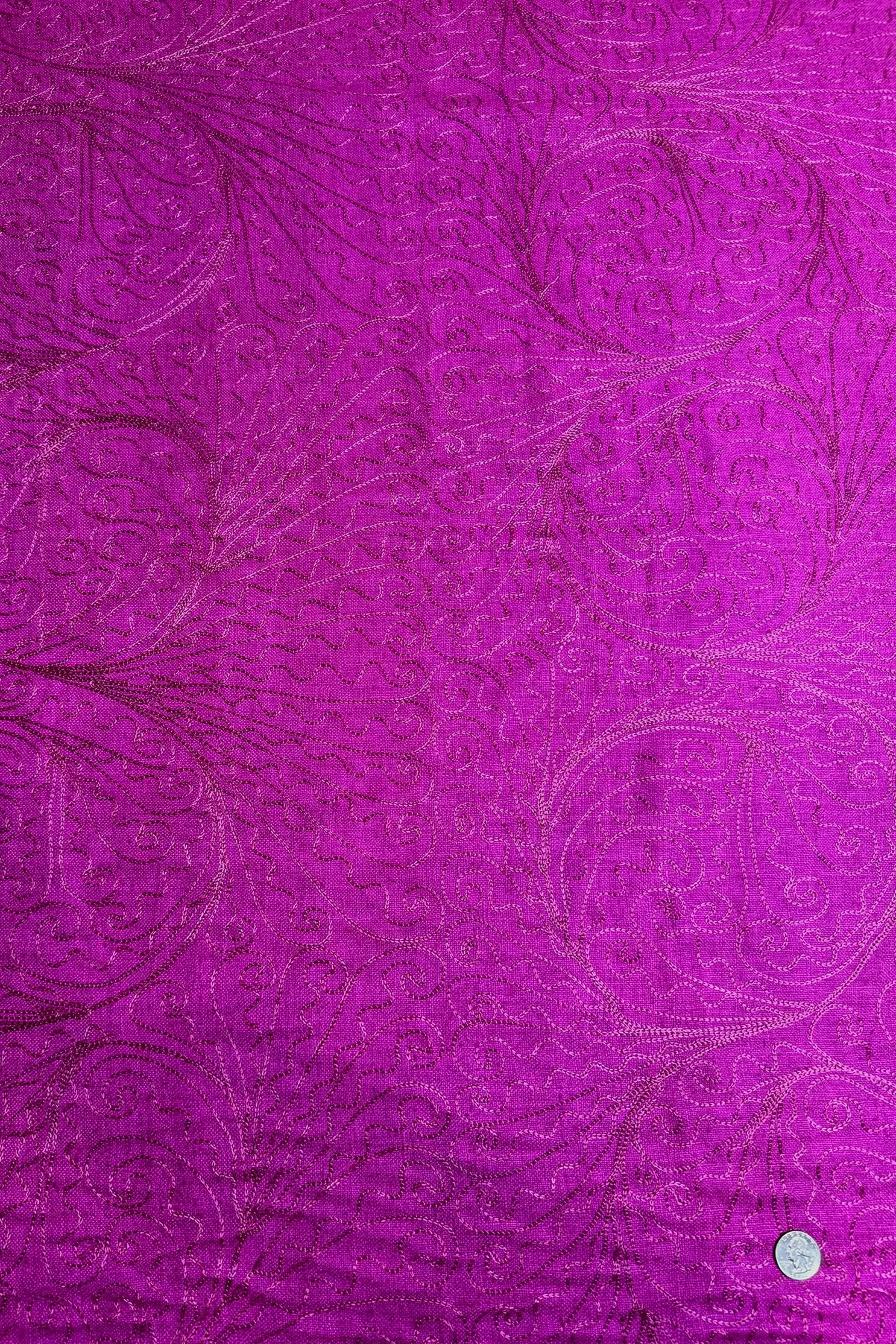 Fuchsia Embroidered Silk Linen MEMT-026-16