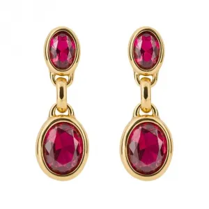 Fuchsia Nano Crystal Double Yellow Gold Drop Earrings E6226P