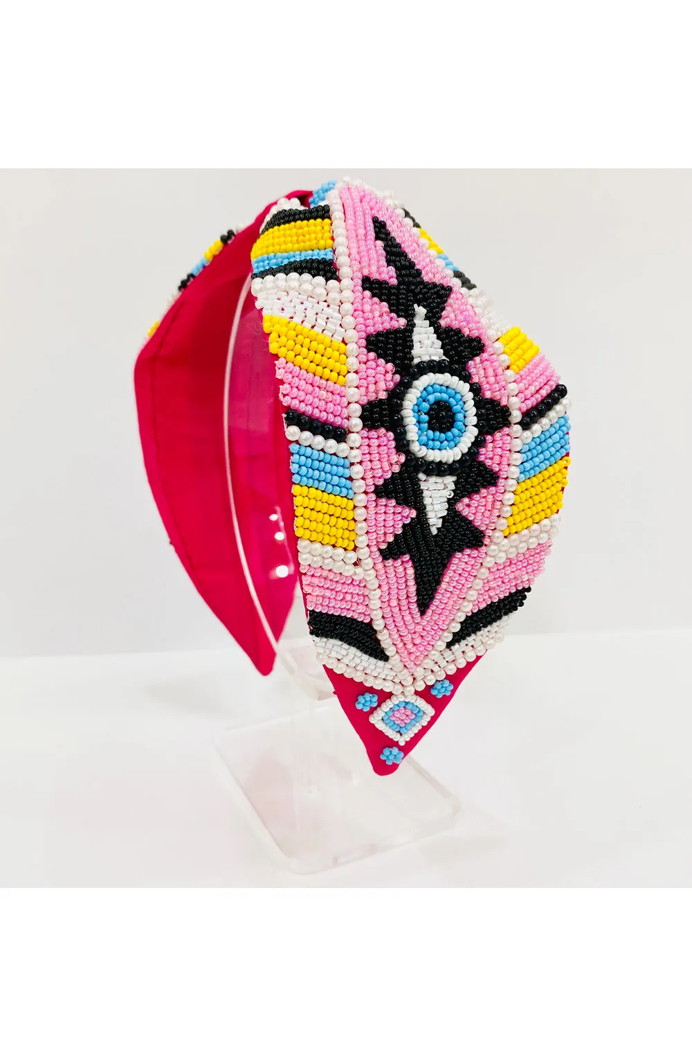 Fuchsia pink pure crepe evil eye hairband