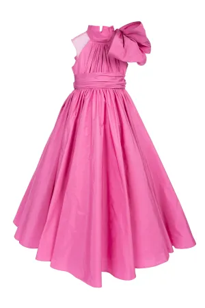 Fuchsia Taffeta Party Dress with Oversized Bow