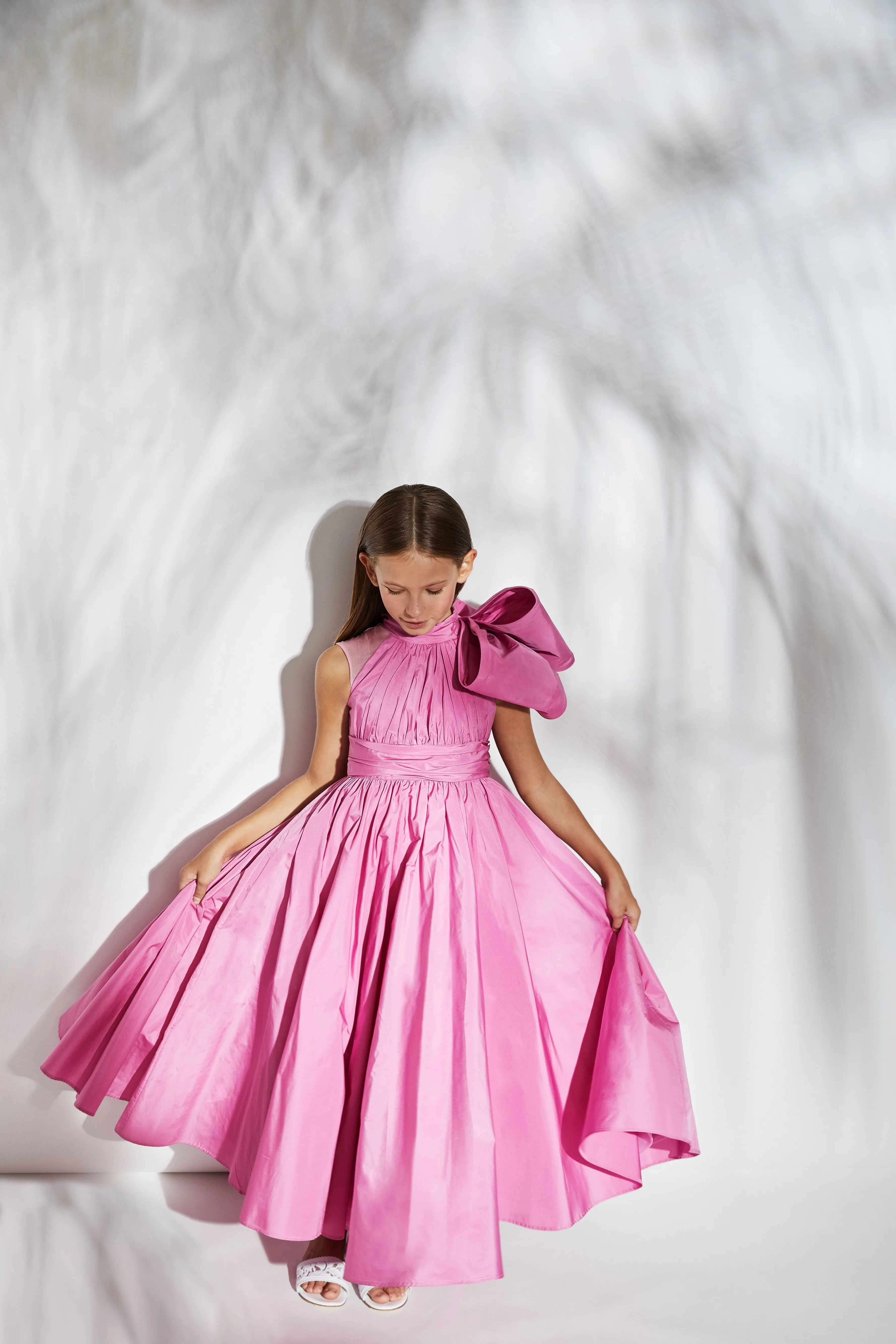 Fuchsia Taffeta Party Dress with Oversized Bow