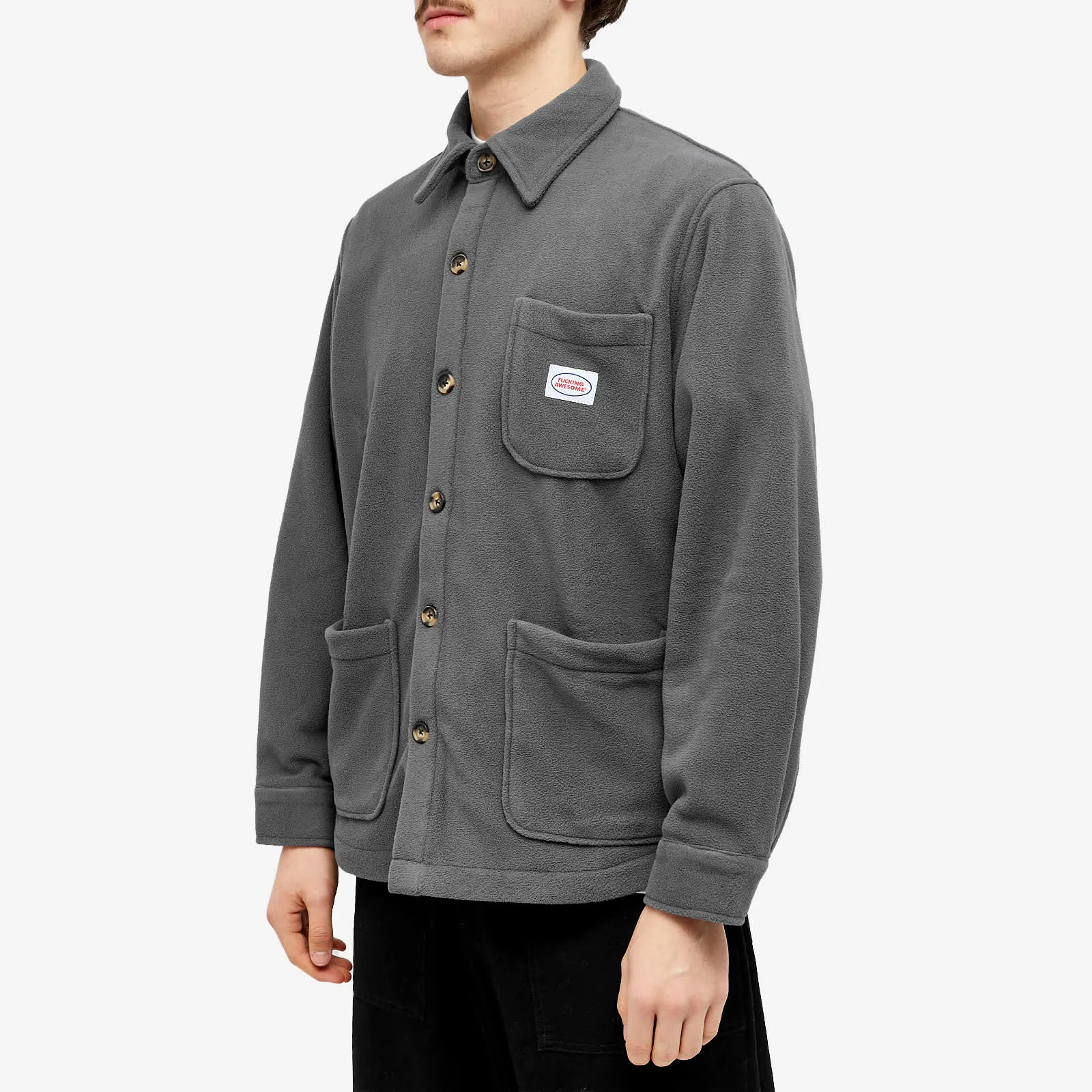 Fucking Awesome Polar Fleece Overshirt, Charcoal