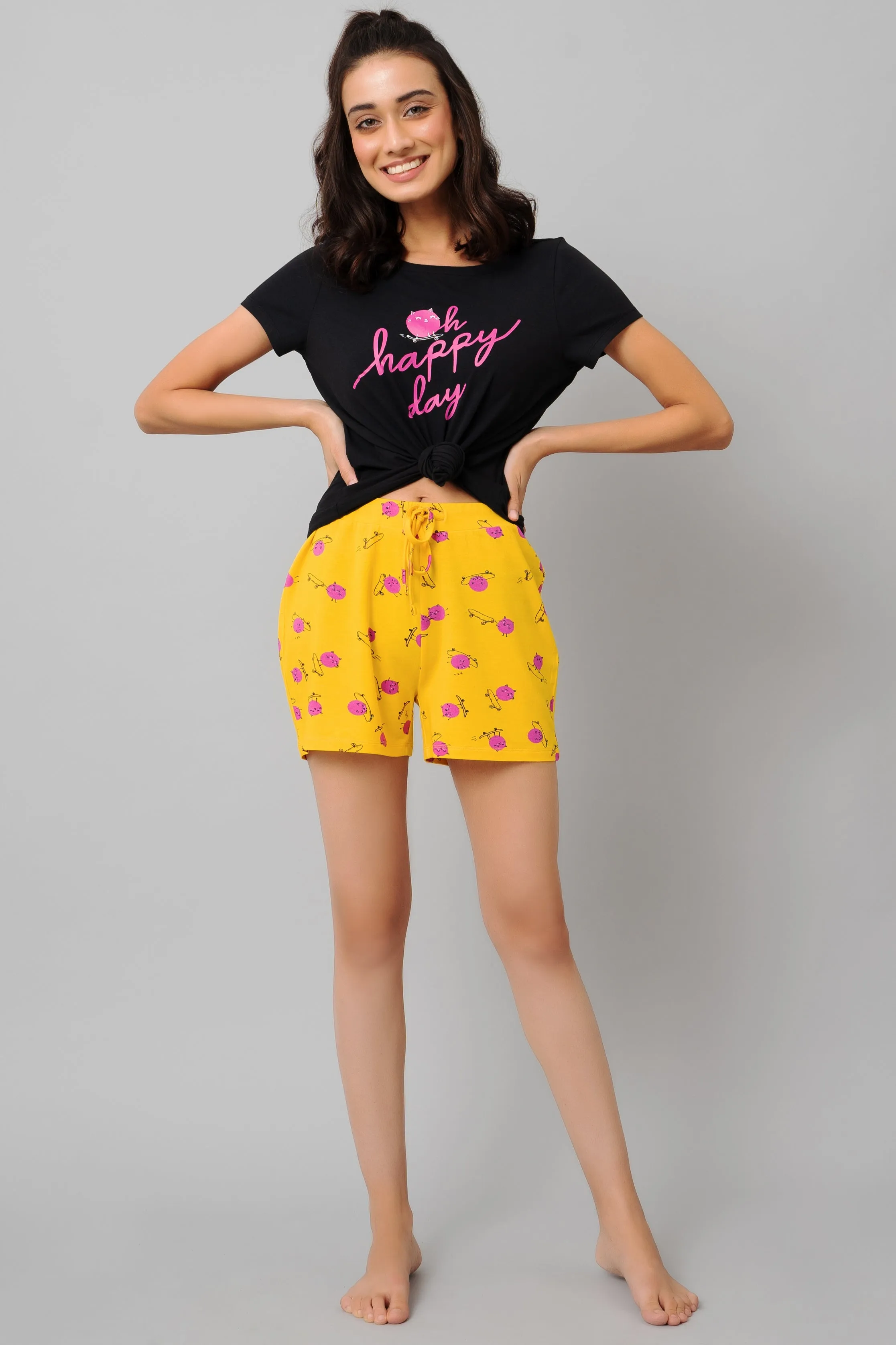 Fuffy Kitty Shorts Set