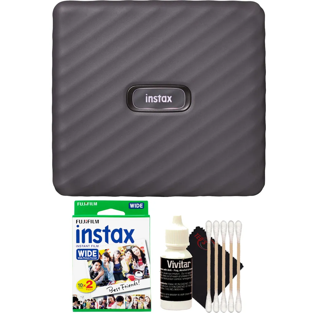 FUJIFILM INSTAX Link Wide Smartphone Printer (Mocha Gray)   Instax Wide 2X10 Film   Cleaning Kit