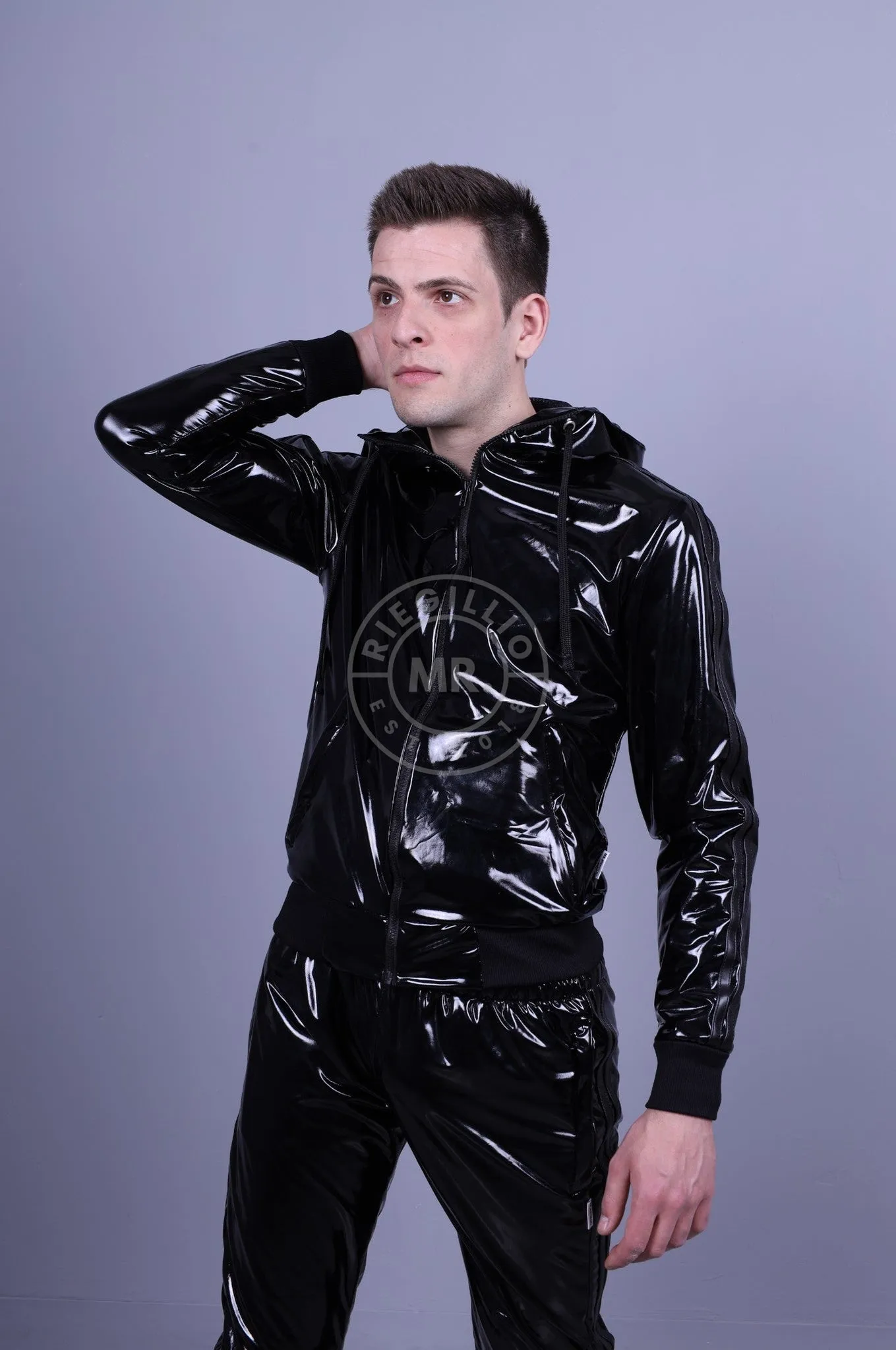 Full Black PVC Tracksuit Jacket