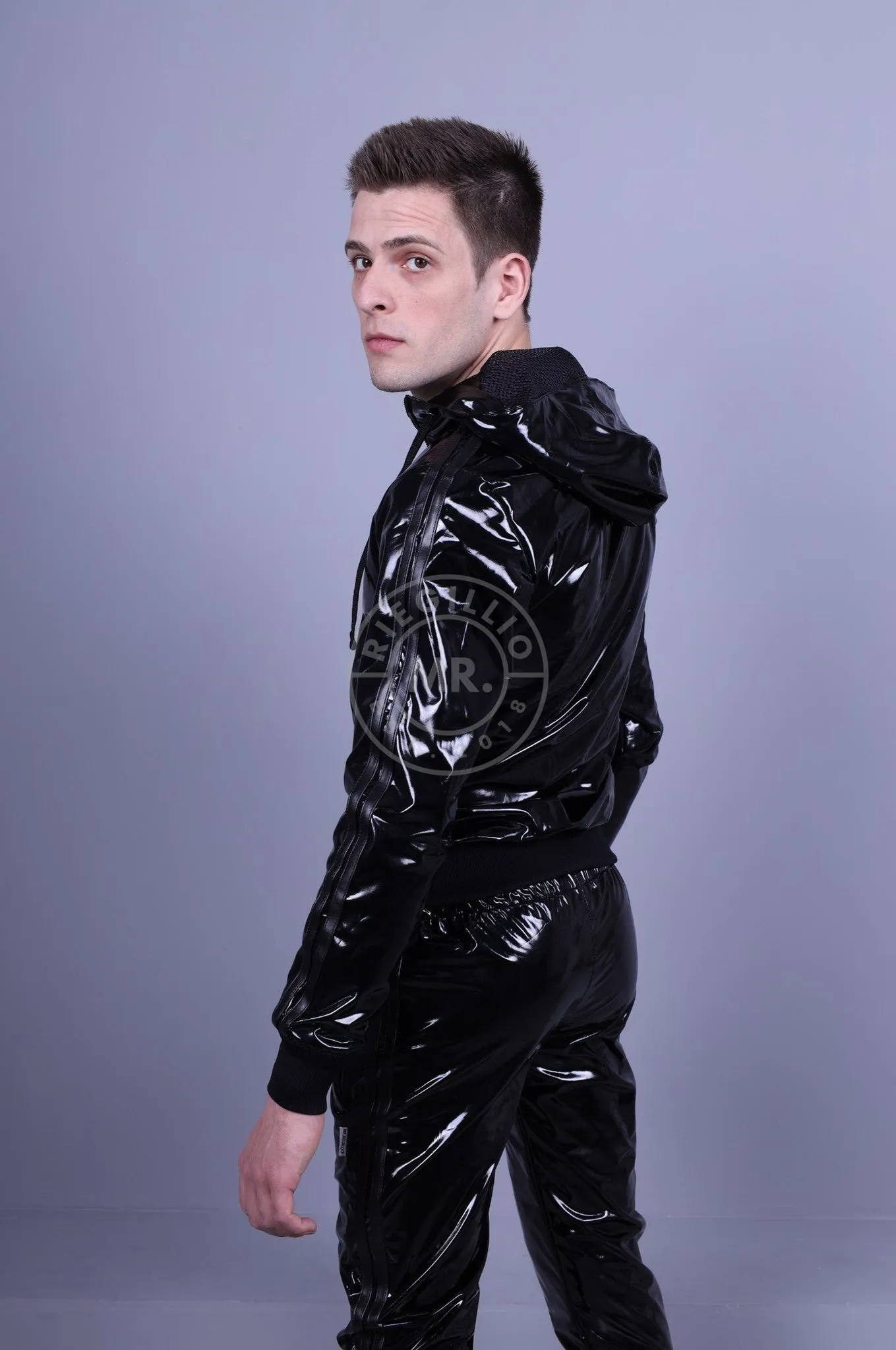 Full Black PVC Tracksuit Jacket