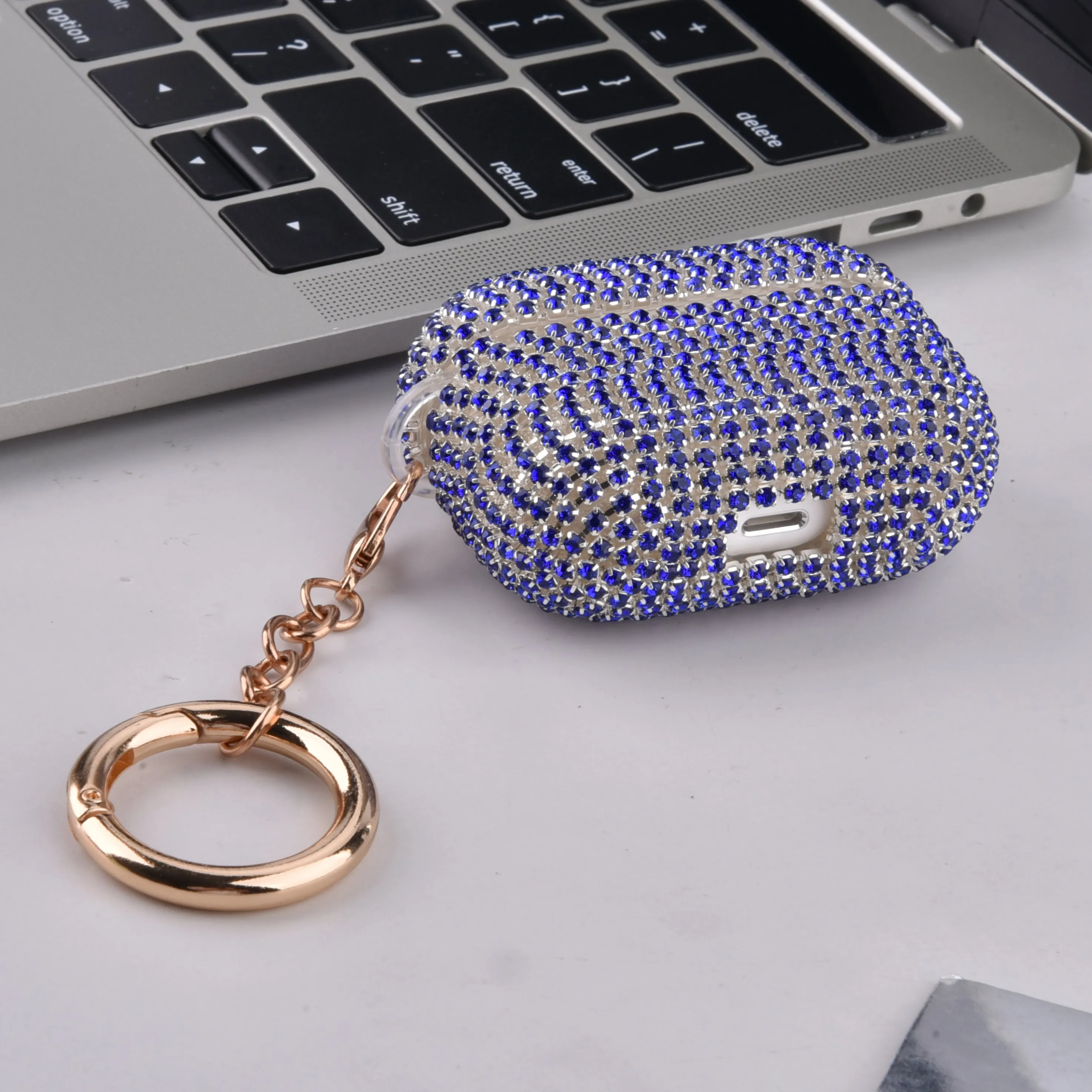 Full Bling Protective TPU Case for Apple AirPods Pro with Keychain