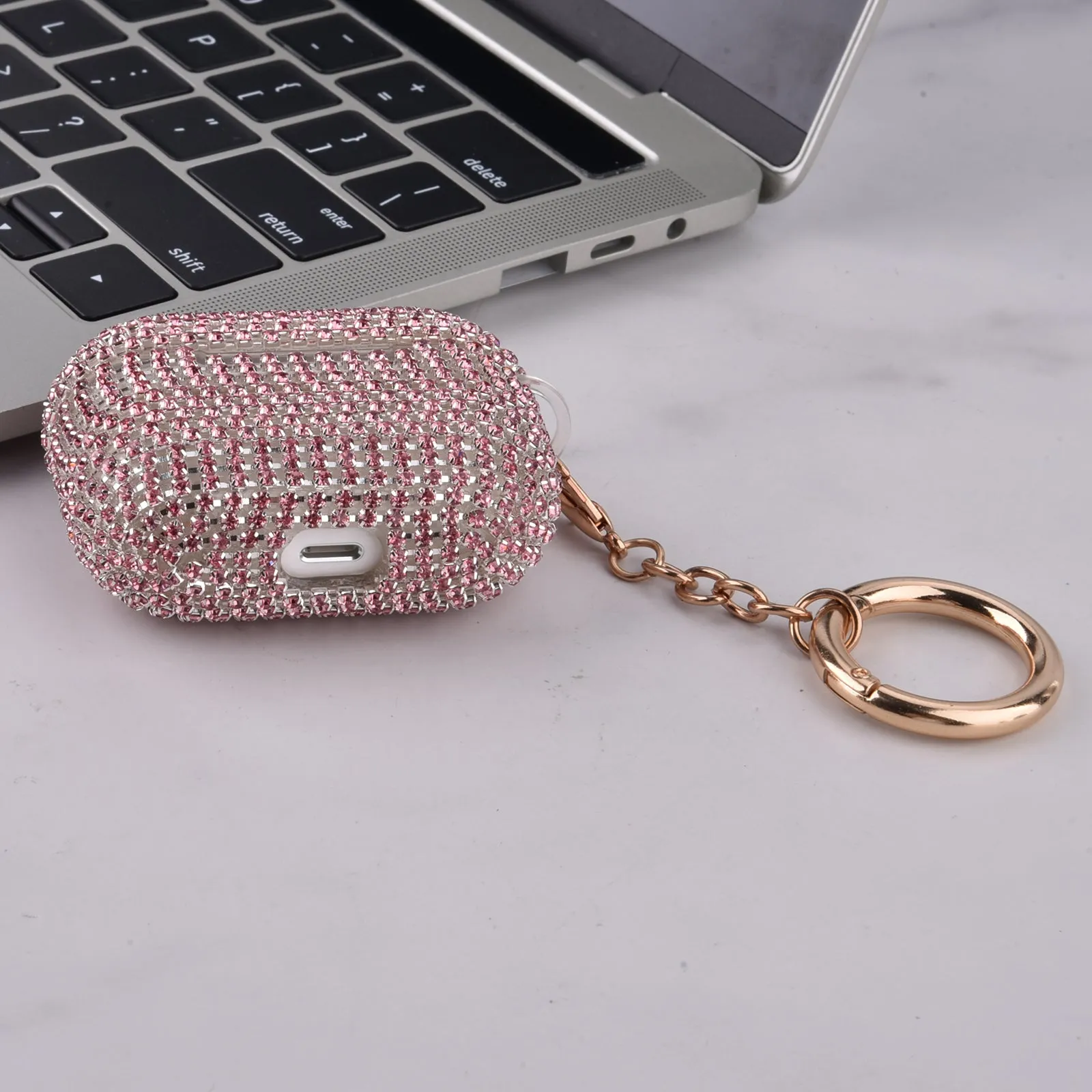 Full Bling Protective TPU Case for Apple AirPods Pro with Keychain