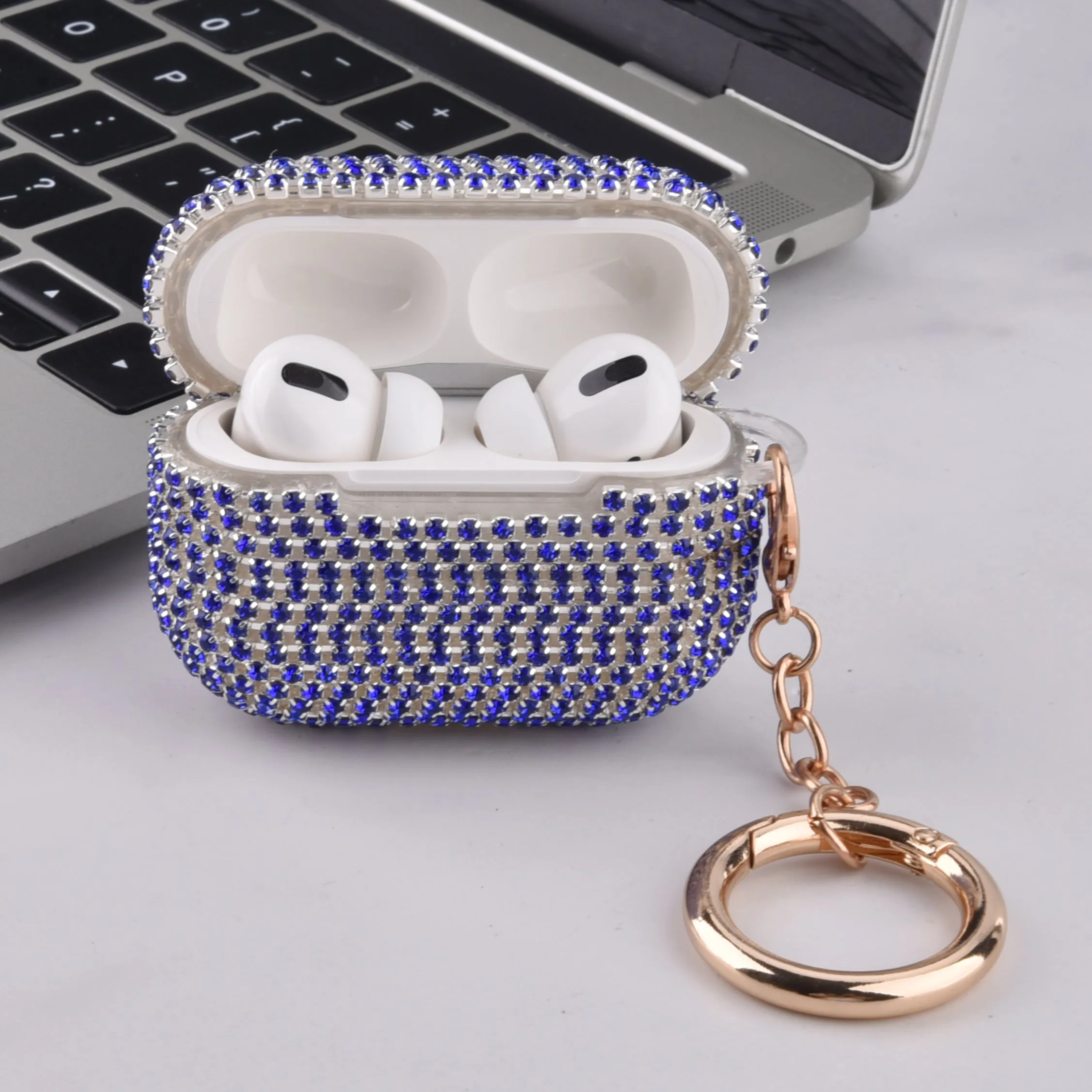 Full Bling Protective TPU Case for Apple AirPods Pro with Keychain