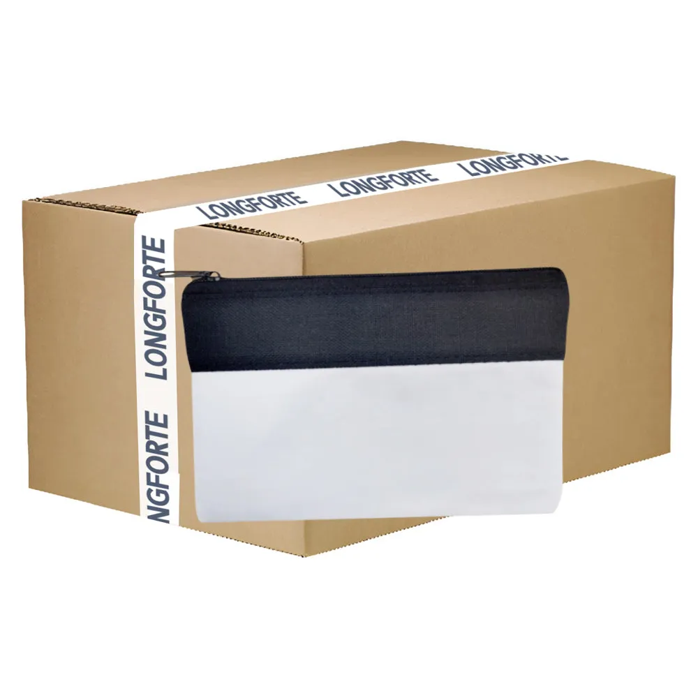 FULL CARTON - 50 x Zip Up Bags - TWO TONE Black & White - 13cm x 18cm