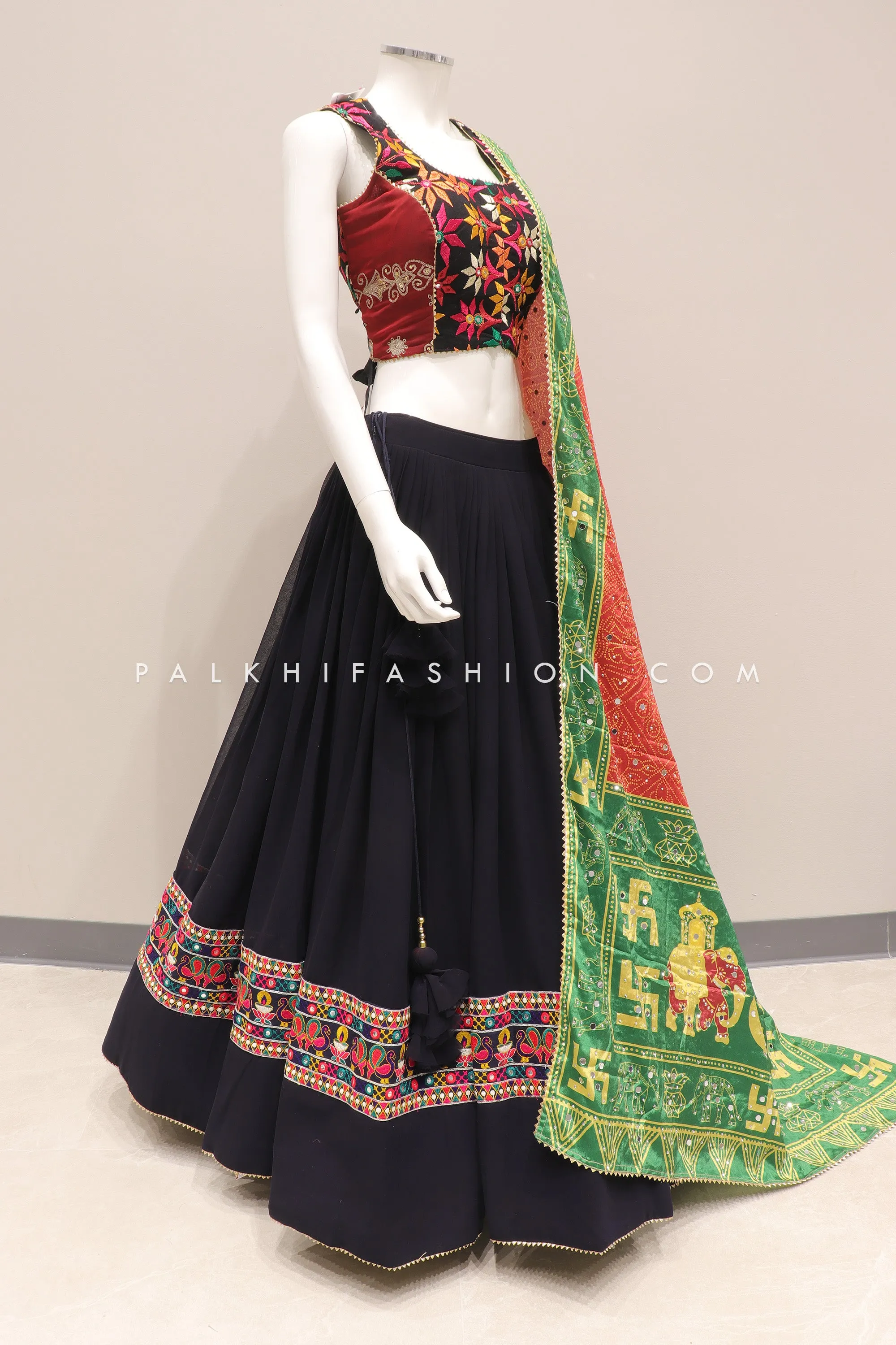 Full Flair Blue Navratri Chaniya Choli With Stunning Dupatta