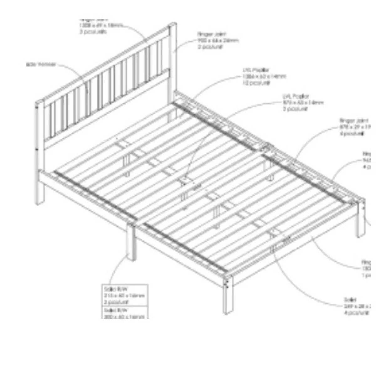 Full Platform Bed - Antique Walnut