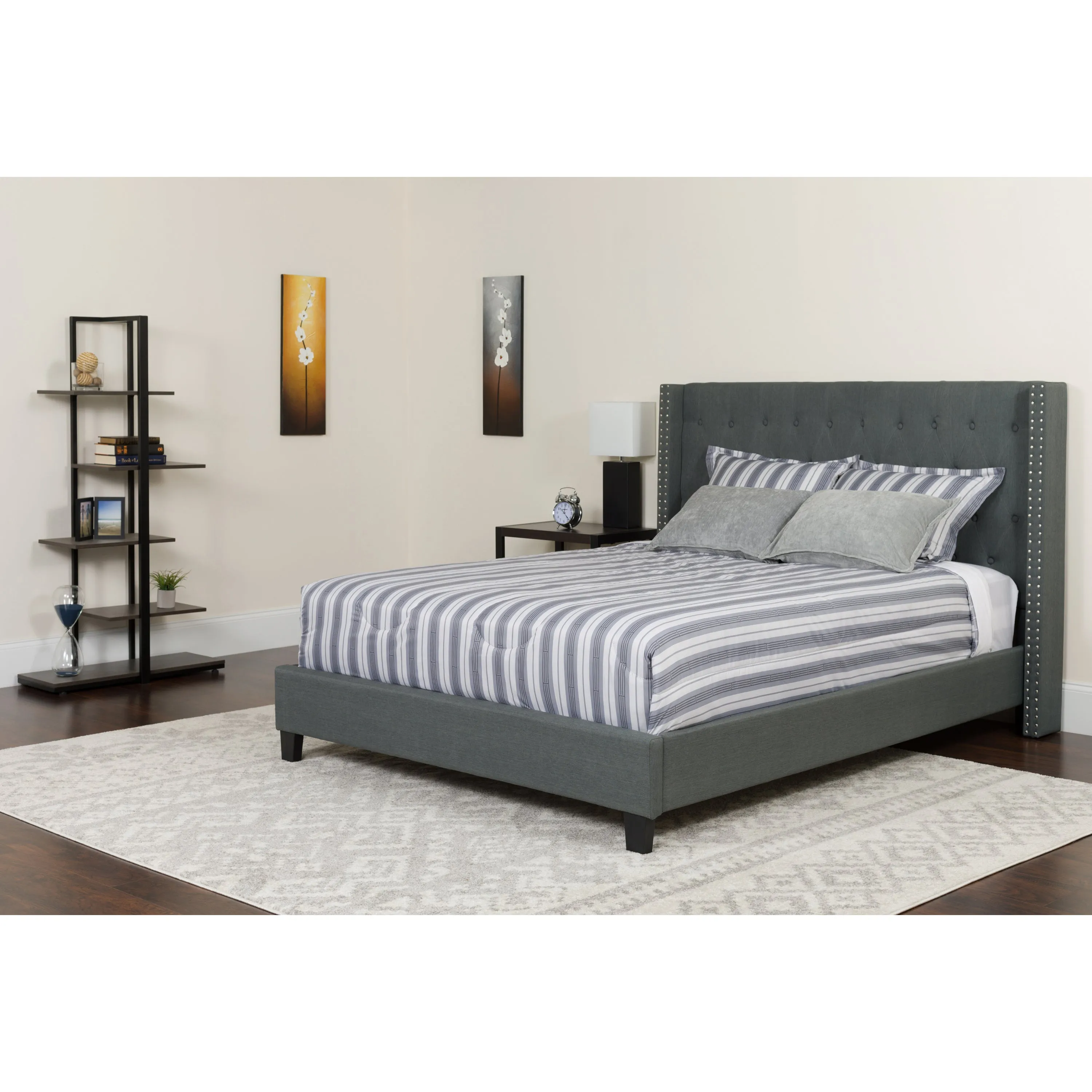 Full Platform Bed Set-Gray HG-BM-46-GG