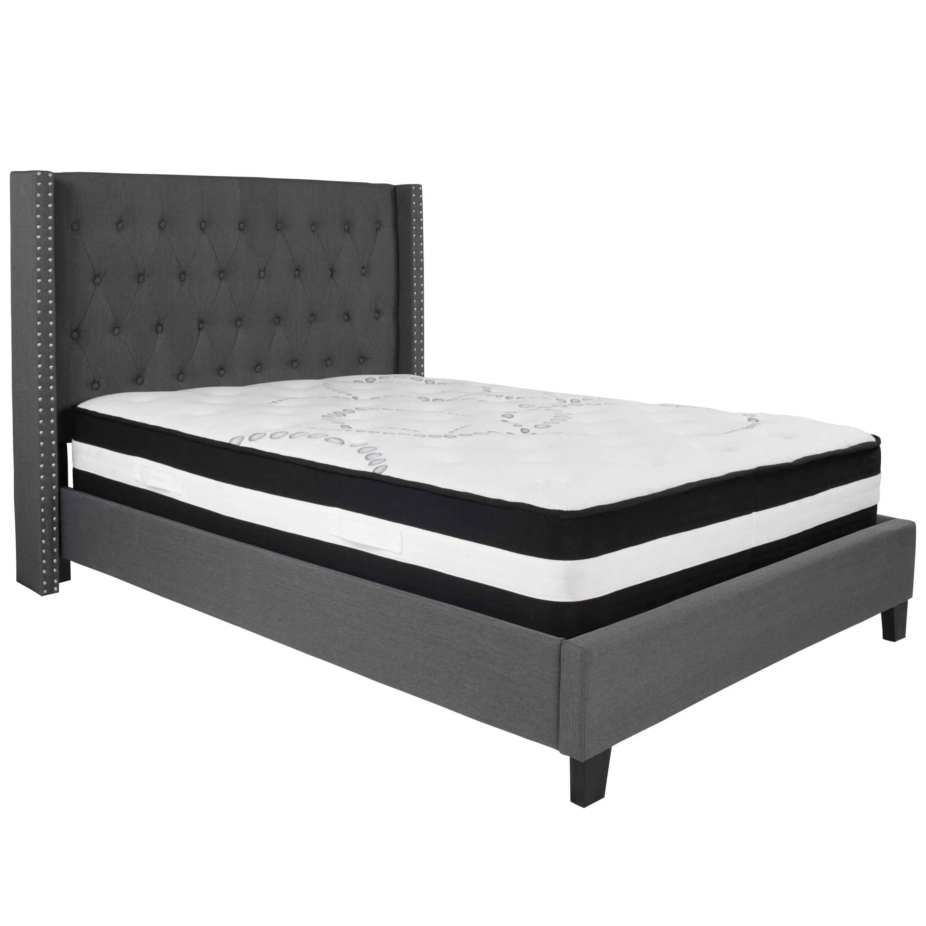 Full Platform Bed Set-Gray HG-BM-46-GG