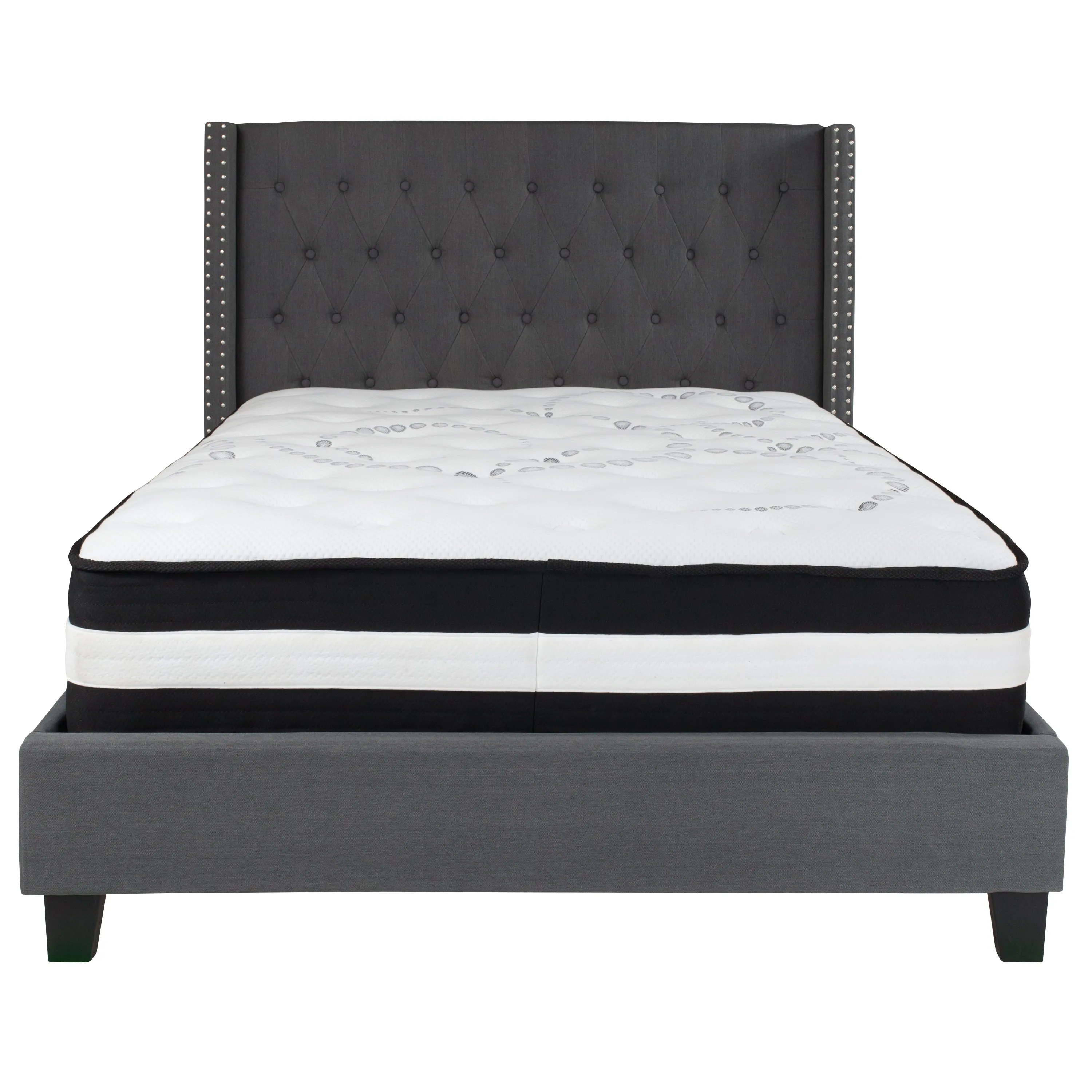 Full Platform Bed Set-Gray HG-BM-46-GG