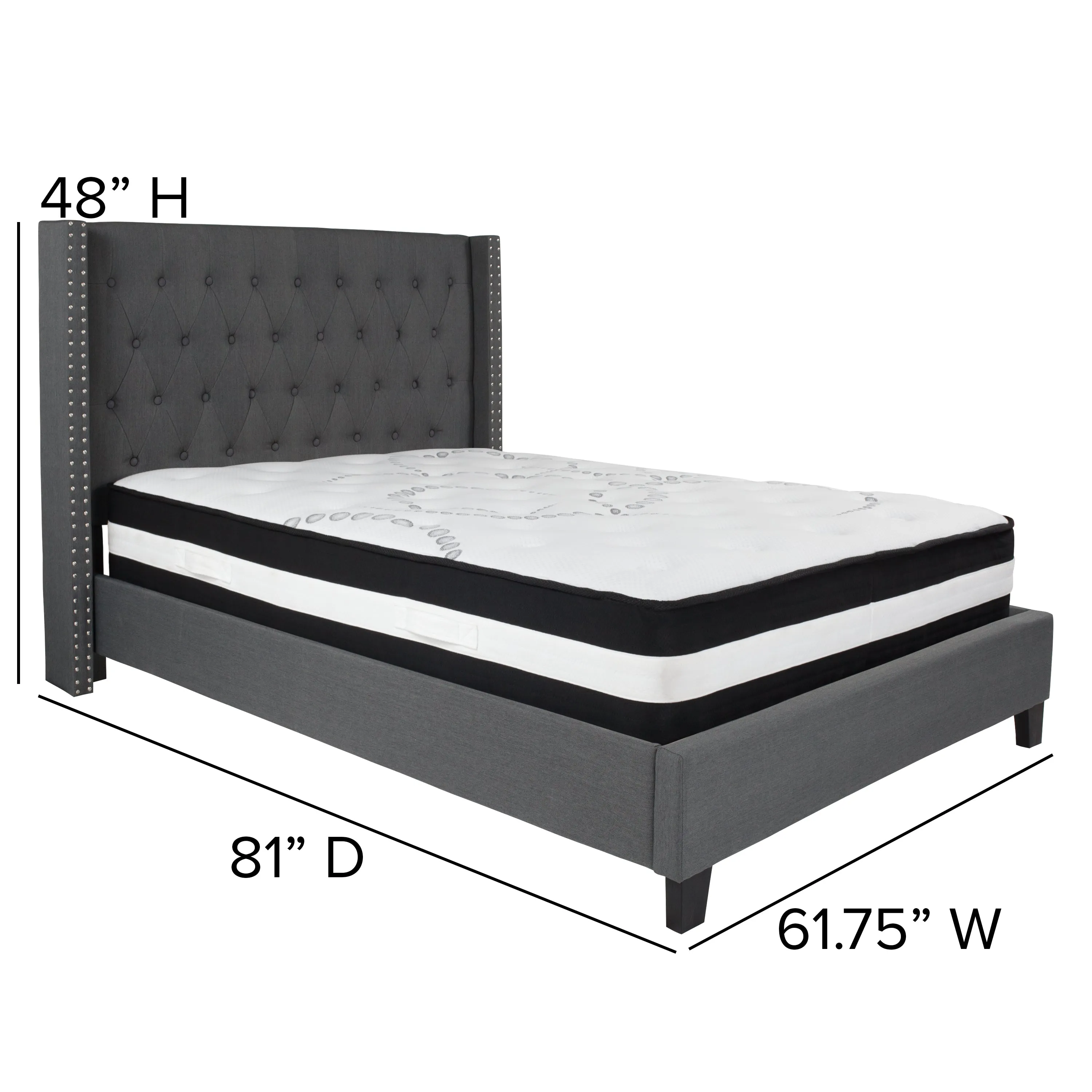 Full Platform Bed Set-Gray HG-BM-46-GG