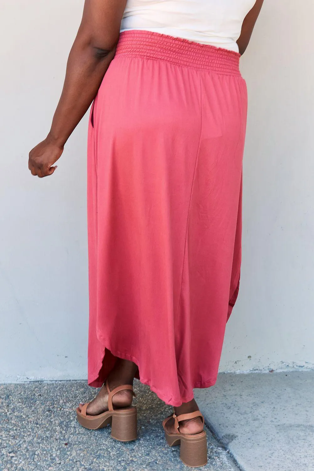 Full Size High Maxi Skirt in Hot Pink