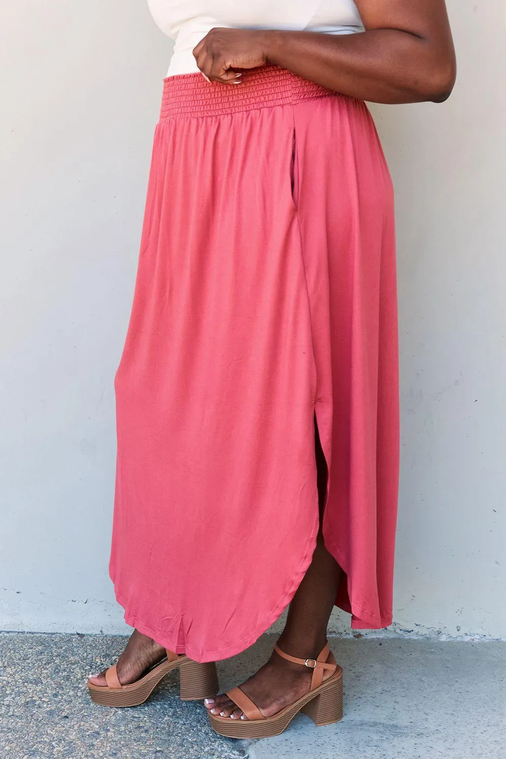 Full Size High Maxi Skirt in Hot Pink