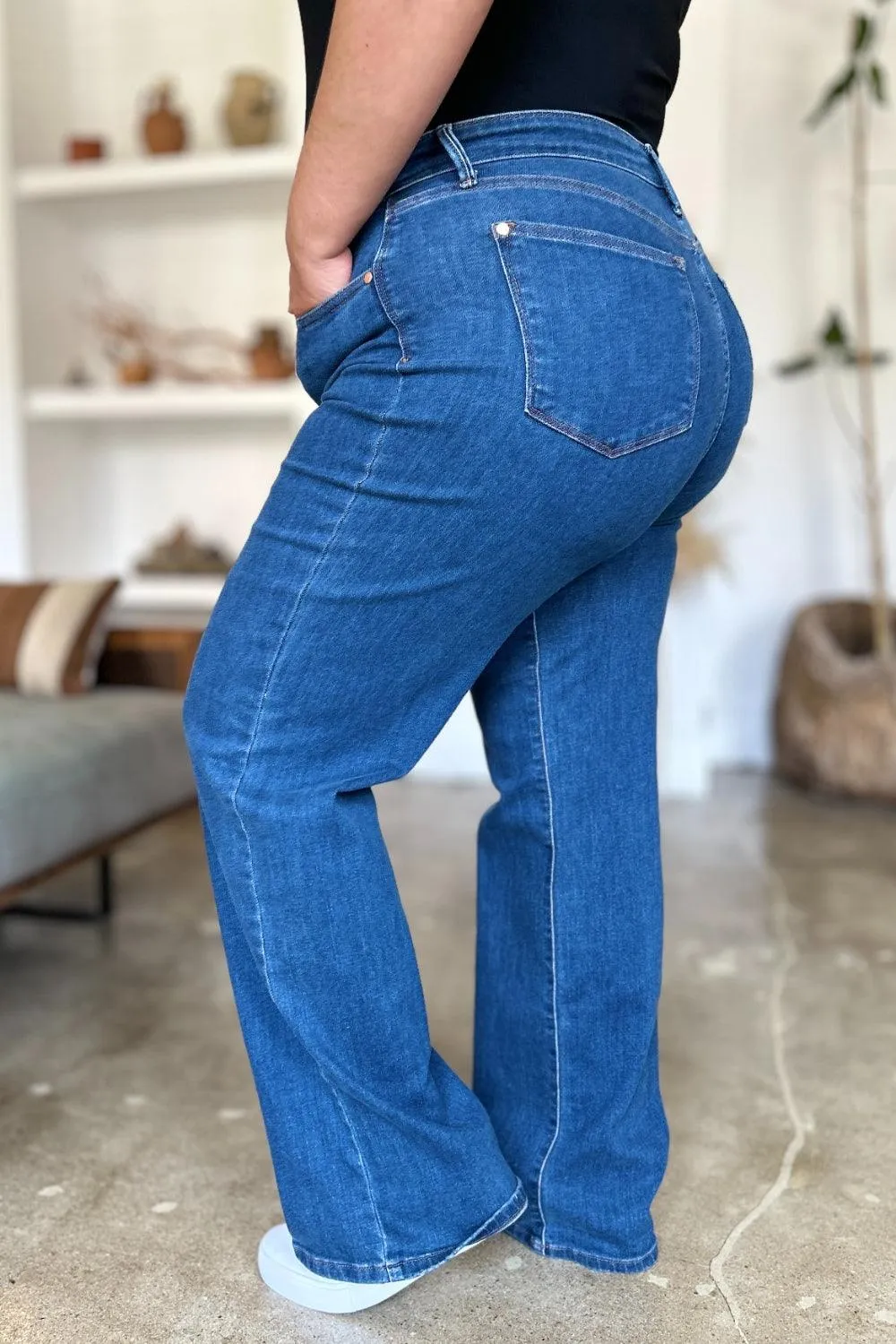 Full Size High Rise Straight Jeans