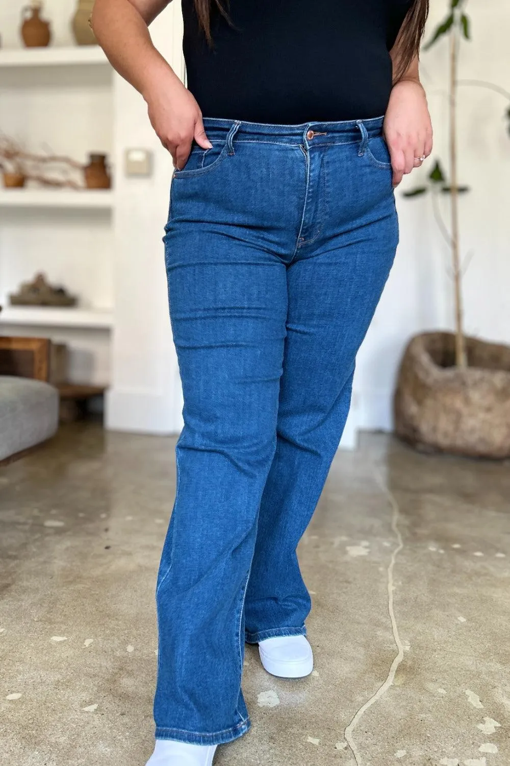 Full Size High Rise Straight Jeans