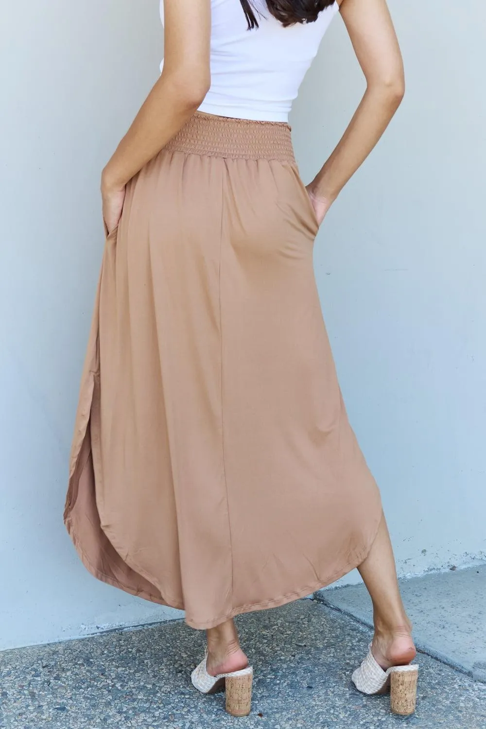 Full Size High Waist Maxi Skirt in Tan