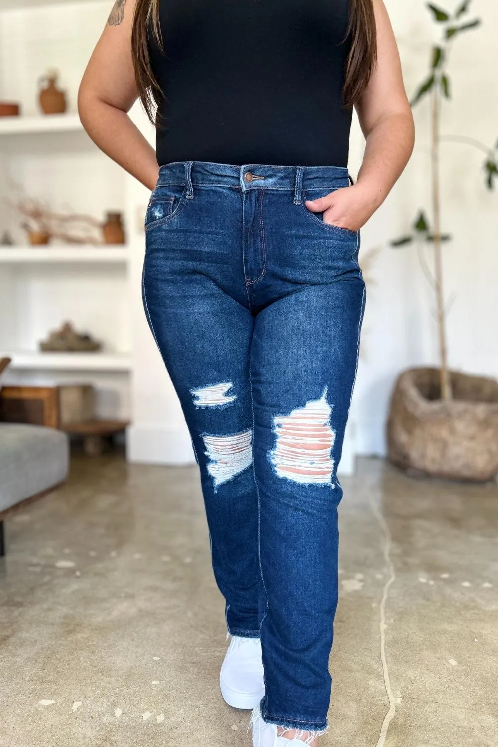 Full Size High Waist Straight Jeans