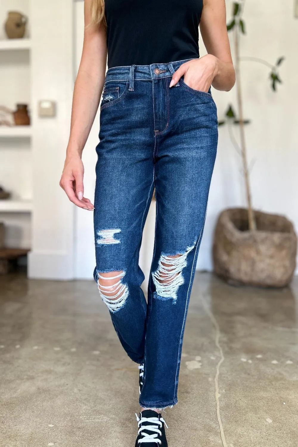 Full Size High Waist Straight Jeans