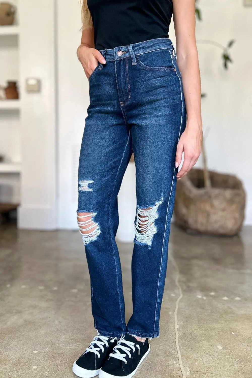 Full Size High Waist Straight Jeans