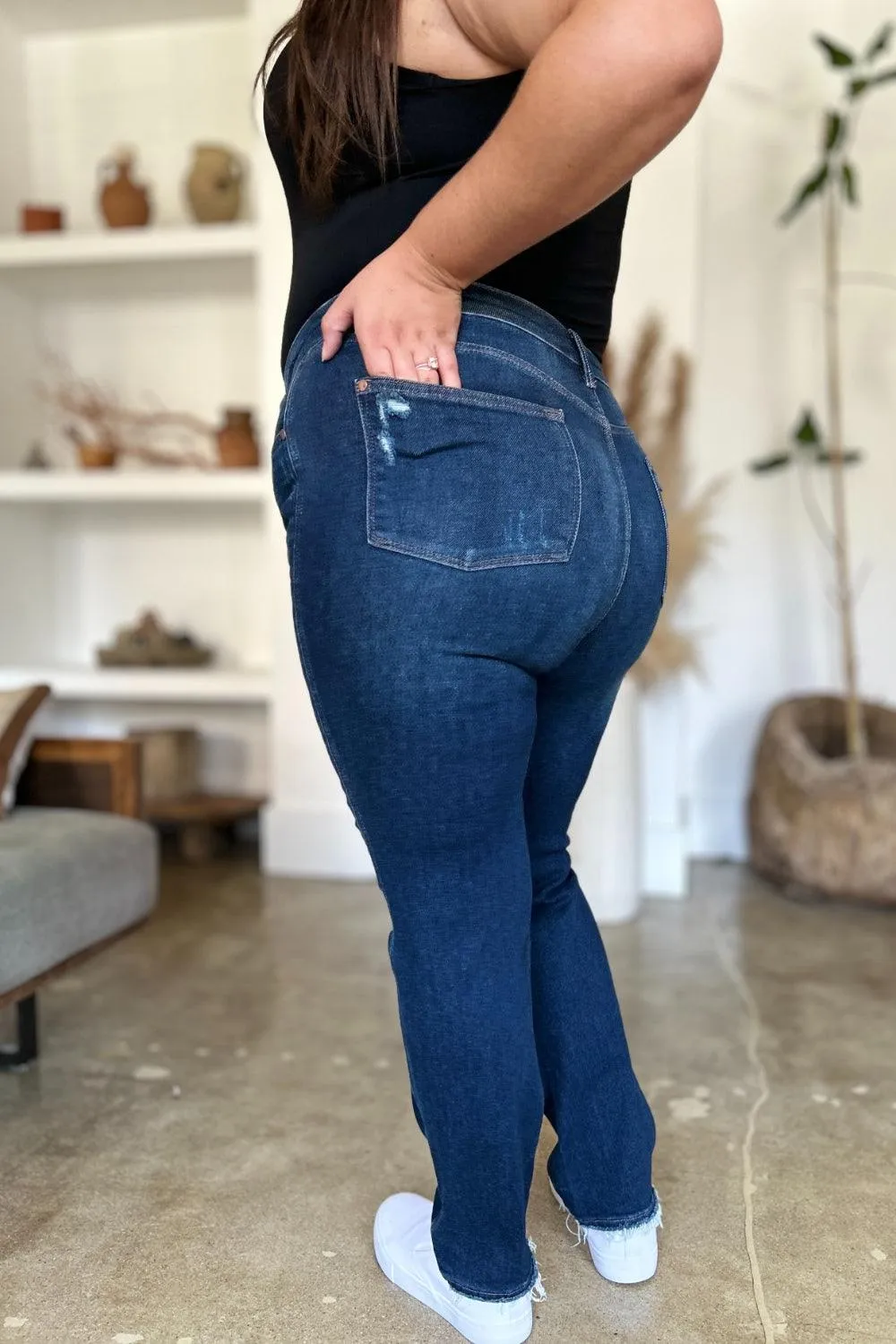 Full Size High Waist Straight Jeans