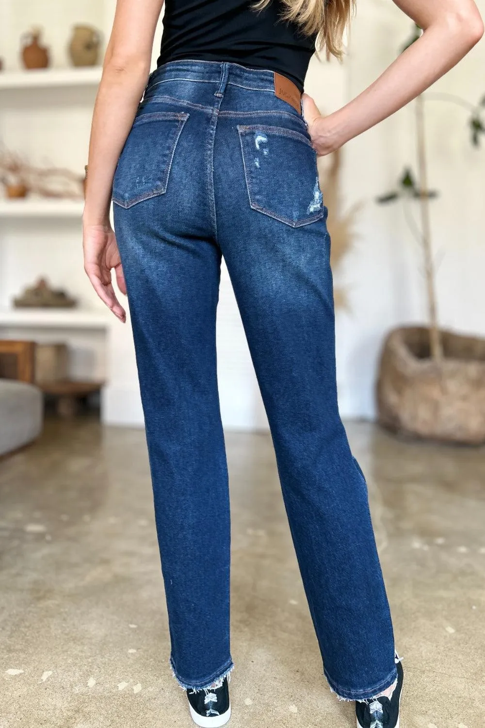 Full Size High Waist Straight Jeans