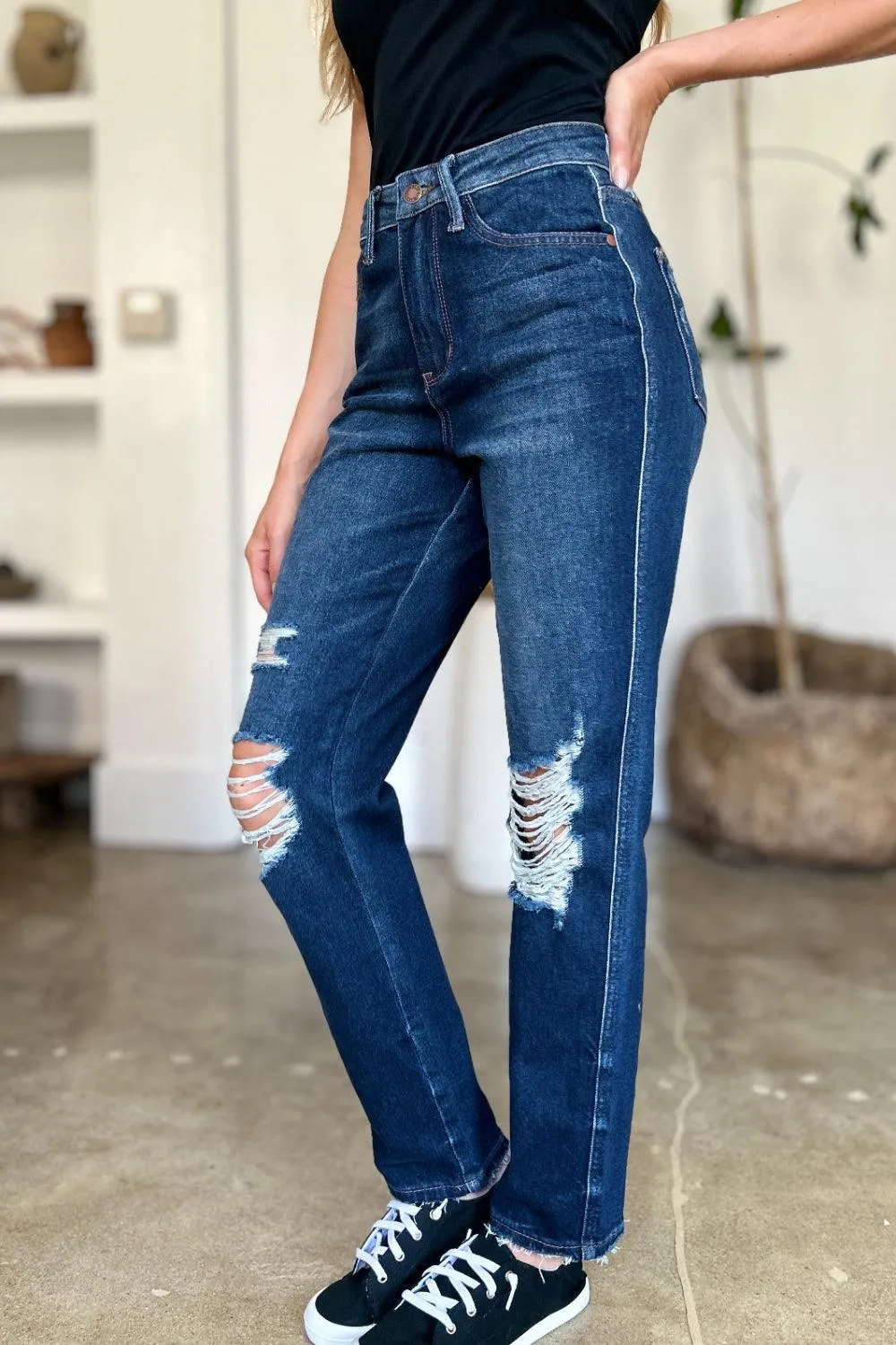 Full Size High Waist Straight Jeans