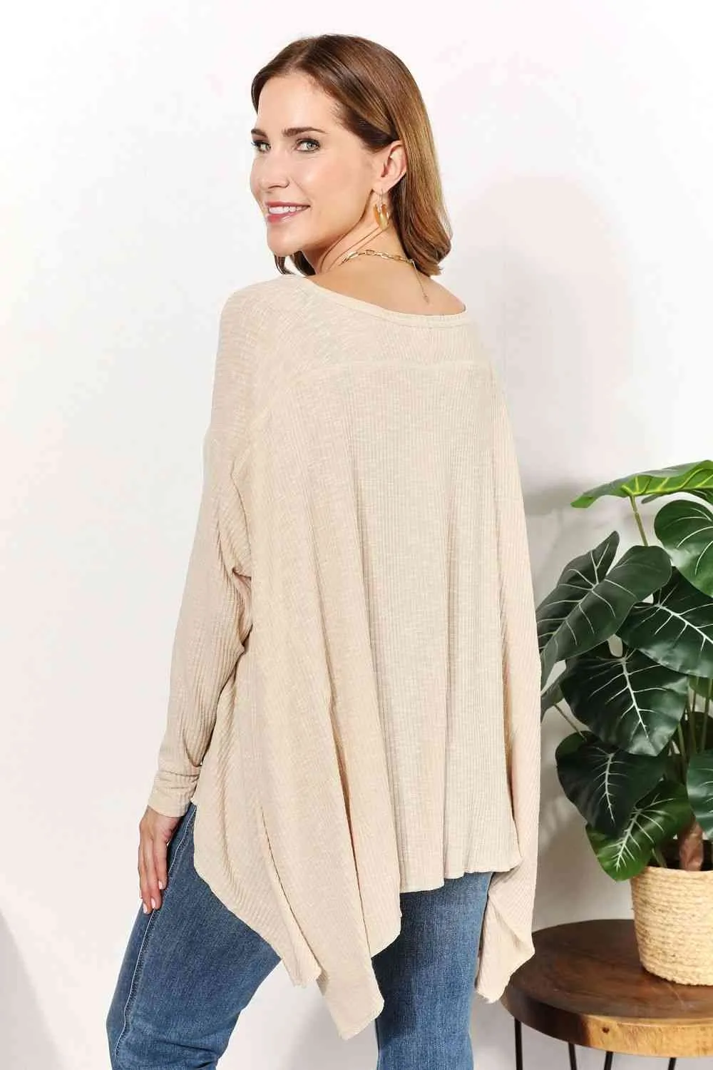 Full Size Oversized Super Soft Ribbed Top