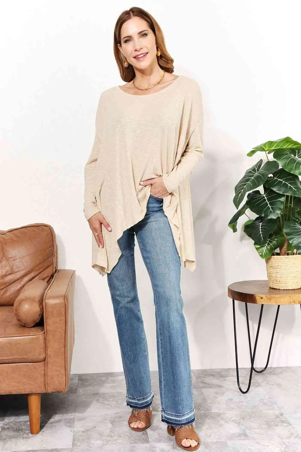 Full Size Oversized Super Soft Ribbed Top