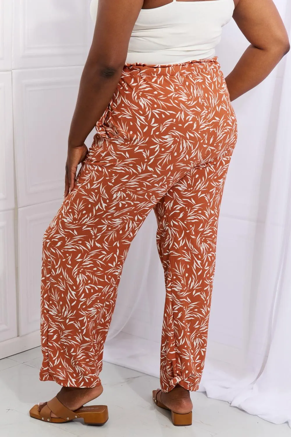 Full Size Printed Pants in Red Orange