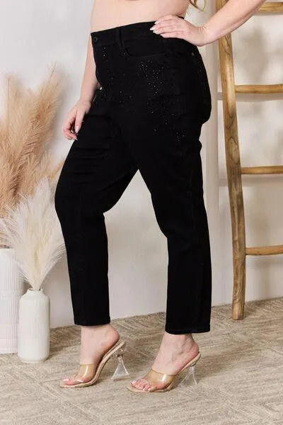 Full Size Rhinestone Embellished Slim Jeans