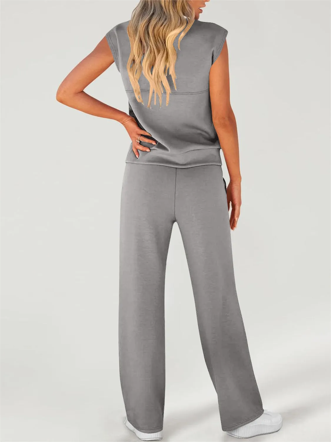 Full Size Round Neck Top and Drawstring Pants Set