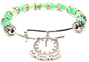 Full Time Mom 9mm Glass Beaded Single Bracelet