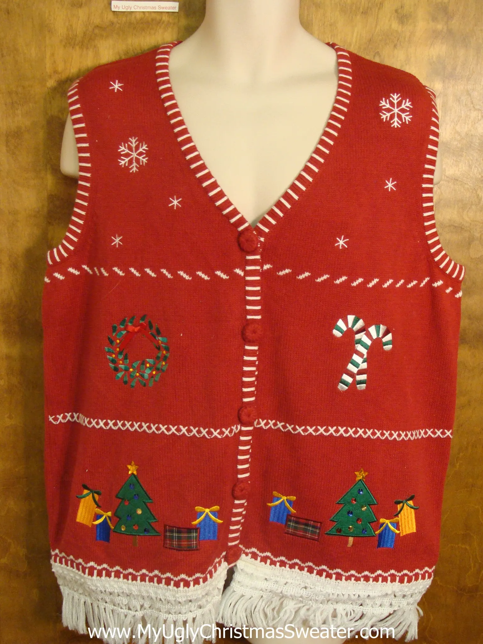 Fun Crafty Red Christmas Sweater Vest