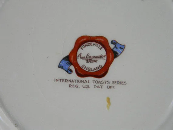 Fun  Transfer Ware  Canape' Plate International Toasting Series  Salute Italy