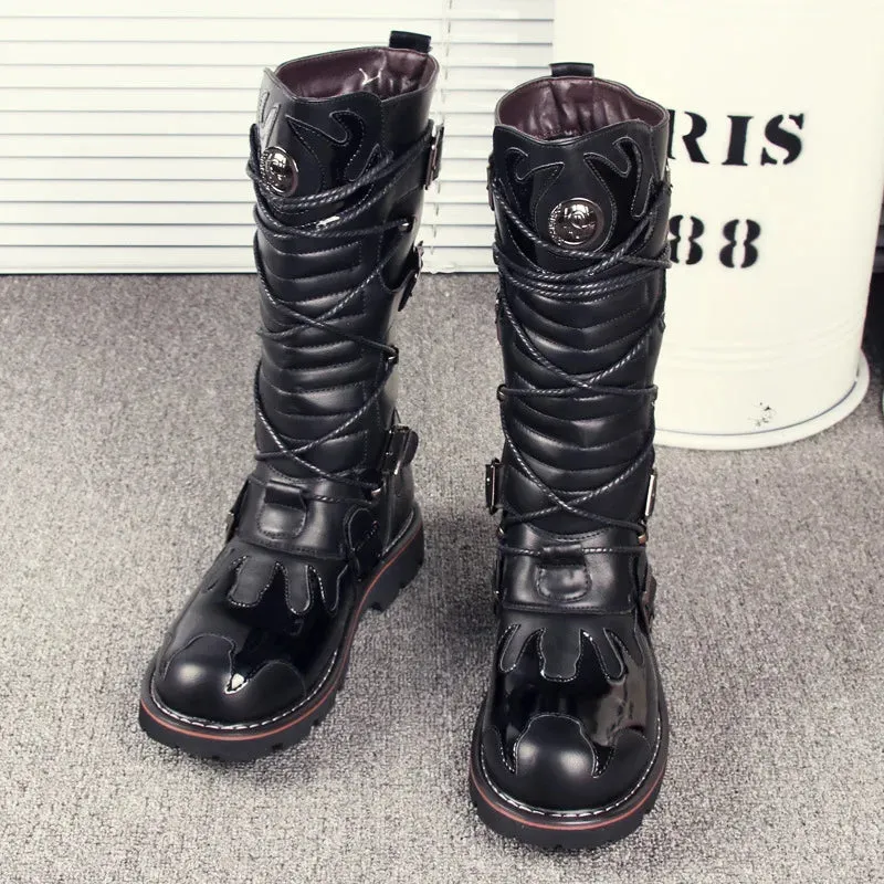 Funki Buys | Boots | Men's Knee-High Combat Motorcycle Boots