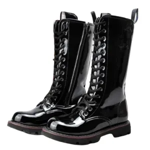 Funki Buys | Boots | Men's Knee High Patent Leather Laced Boot