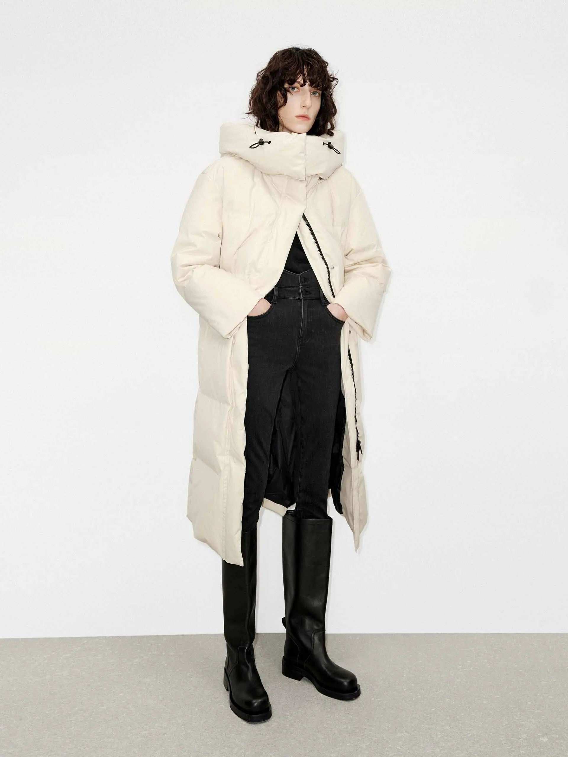 Funnel Neck Long Down Jacket