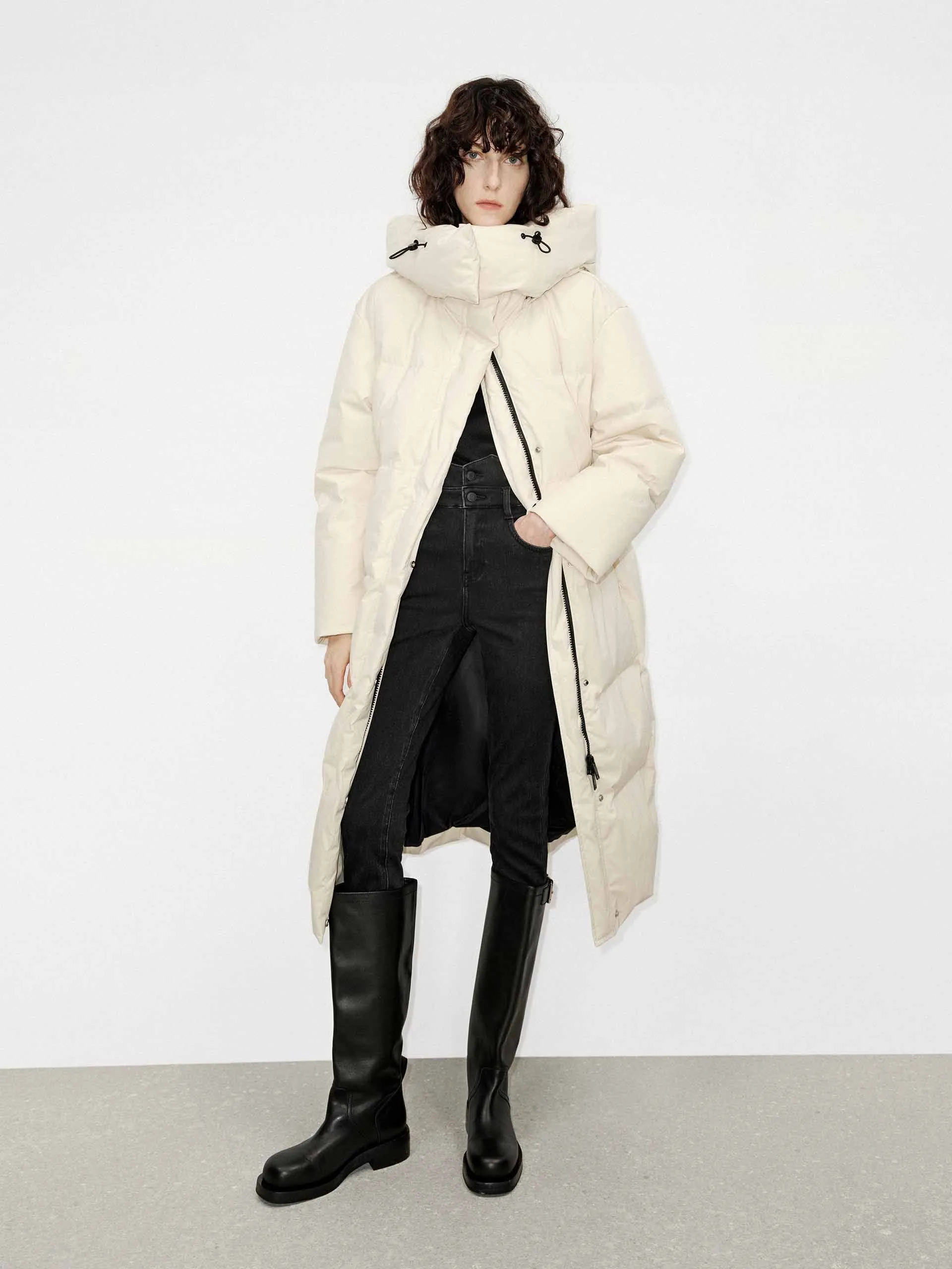 Funnel Neck Long Down Jacket