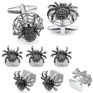 Funny and Rock Spider Cufflinks and Studs Set