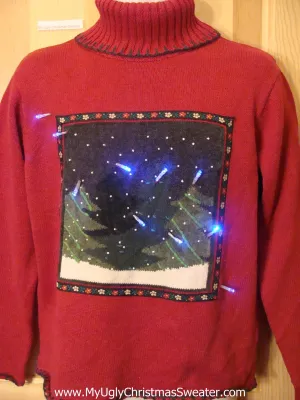 Funny Christmas Sweater with Lights Red Pullover