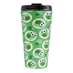 Funny Cute Green Owl Pattern Travel Mug