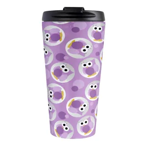 Funny Cute Purple Owl Pattern Travel Mug